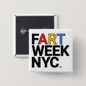 Fart Week NYC™ Knop Vierkante Button 5,1 Cm (Voorkant /achterkant)
