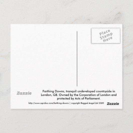 Farthing Downs Signpost, Londen Briefkaart (Achterkant)