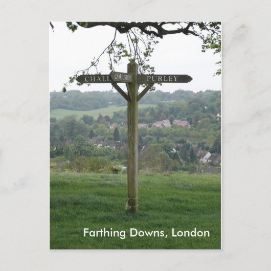 Farthing Downs Signpost, Londen Briefkaart (Voorkant)