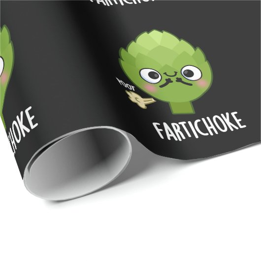 Fartichoke Funny Farting Artichoke Pun Dark BG Cadeaupapier (Rol Hoek)