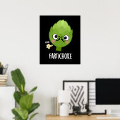 Fartichoke Funny Farting Artichoke Pun Dark BG Poster (Thuiskantoor)