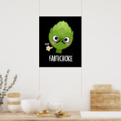 Fartichoke Funny Farting Artichoke Pun Dark BG Poster (Keuken)