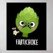 Fartichoke Funny Farting Artichoke Pun Dark BG Poster (Voorkant)