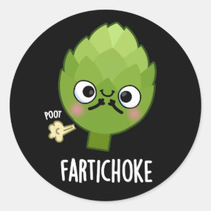 Fartichoke Funny Farting Artichoke Pun Dark BG Ronde Sticker