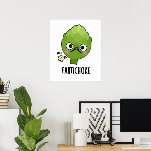 Fartichoke Funny Farting Artichoke Pun Poster (Thuiskantoor)