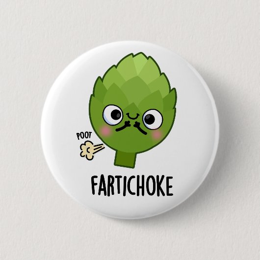 Fartichoke Funny Farting Artichoke Pun Ronde Button 5,7 Cm (Voorkant)