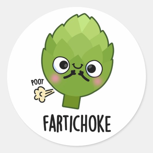 Fartichoke Funny Farting Artichoke Pun Ronde Sticker (Voorkant)