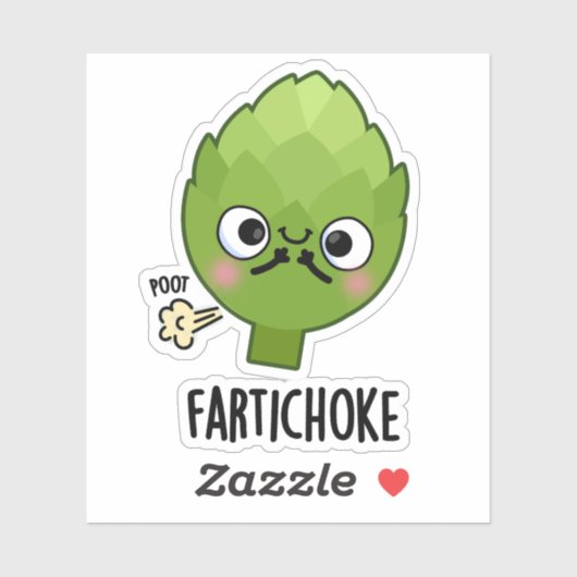 Fartichoke Funny Farting Artichoke Pun Sticker (Vel)