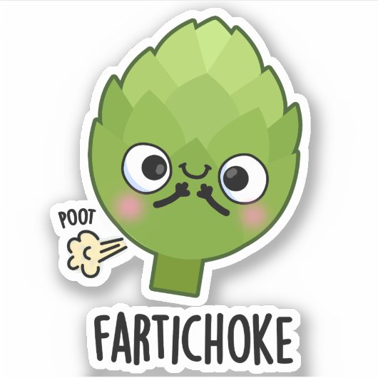 Fartichoke Funny Farting Artichoke Pun Sticker (Voorkant)