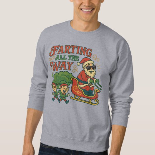 Farting All The Way Funny Santa Christmas Trui (Voorkant)