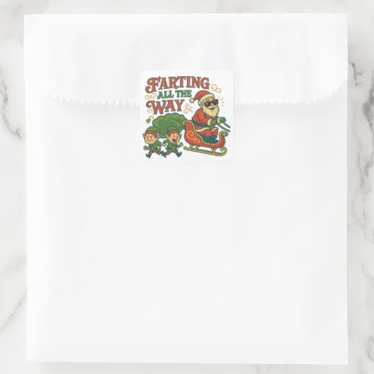 Farting All the Way Santa’s Sleigh Stinker  Vierkante Sticker (Tas)