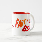 FARTING BEAST - hilarische humor Tweekleurige Koffiemok (Voorkant rechts)