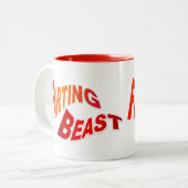 FARTING BEAST - hilarische humor Tweekleurige Koffiemok (Voorkant links)