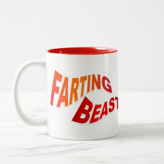 FARTING BEAST - hilarische humor Tweekleurige Koffiemok (Links)