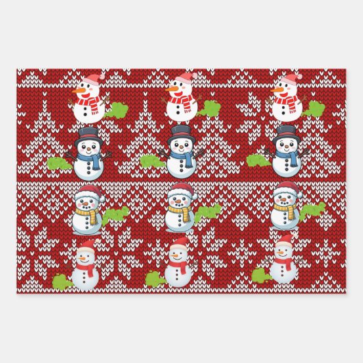Farting Christmas Snowmen Pattern Inpakpapier Vel (Voorkant 2)
