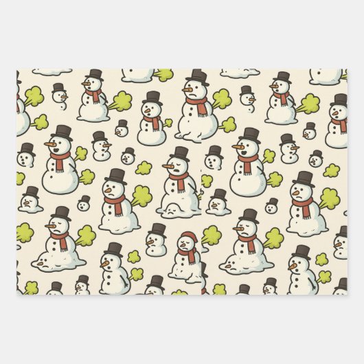 Farting Christmas Snowmen Pattern Inpakpapier Vel (Voorkant)