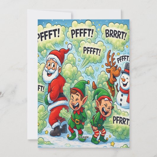 Farting Family Christmas Chaos Feestdagenkaart (Achterkant)