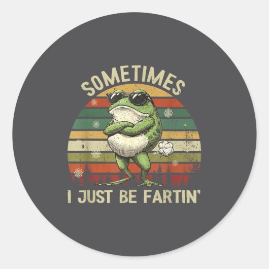 Farting I Just Frog Sometimes Crew Ronde Sticker (Voorkant)