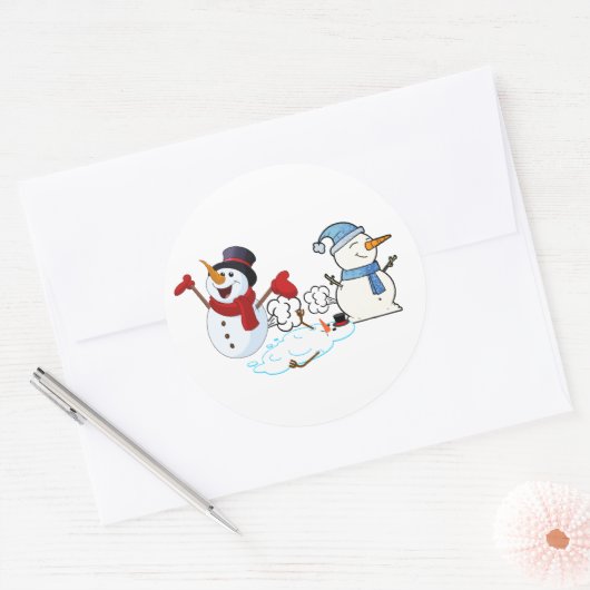 Farting Snowmen Ronde Sticker (Envelop)