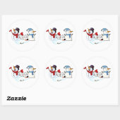 Farting Snowmen Ronde Sticker (Vel)