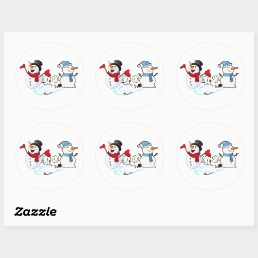 Farting Snowmen Ronde Sticker (Vel)