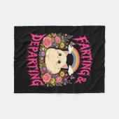 Farting vertrekkende kat regenboog bloemen grappig fleece deken (Voorkant (Horizontaal))