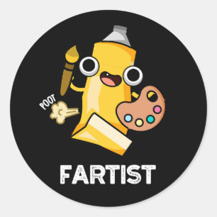Fartist Funny Artist Pun Dark BG Ronde Sticker