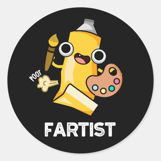Fartist Funny Artist Pun Dark BG Ronde Sticker (Voorkant)