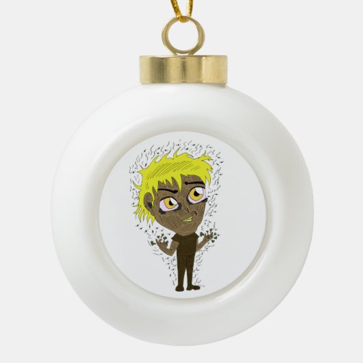 Farty Fingers Chibi Keramische Bal Ornament (Voorkant)