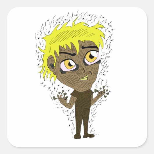 Farty Fingers Chibi Vierkante Sticker (Voorkant)
