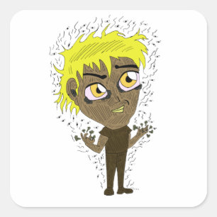 Farty Fingers Chibi Vierkante Sticker