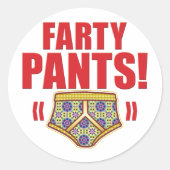 Farty Pants Flowery Ronde Sticker (Voorkant)