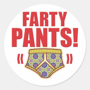 Farty Pants Flowery Ronde Sticker