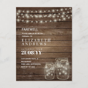Farwell Rustic Mason Jars Lights Goodbye Budget Feestdagenkaart