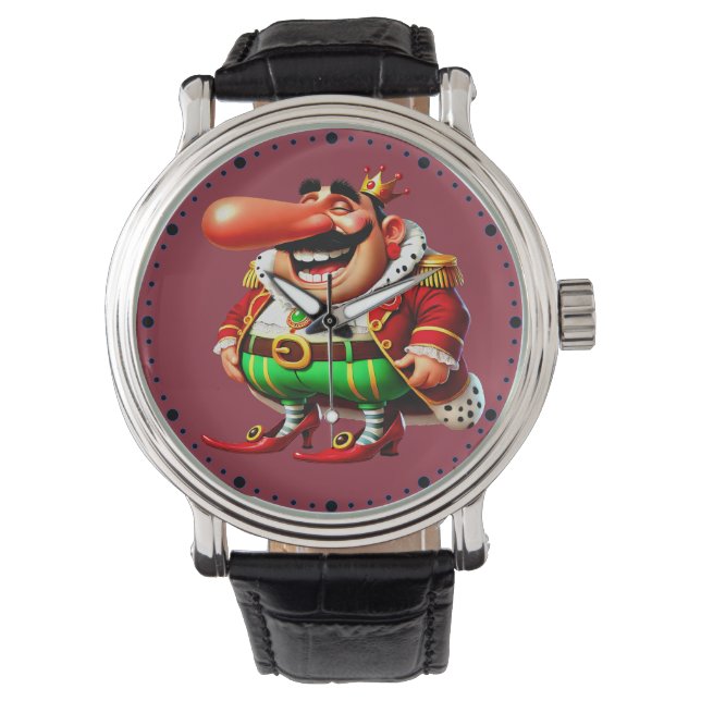 Faschingsprinz lange Nase - Fasching Karneval Horloge (Voorkant)