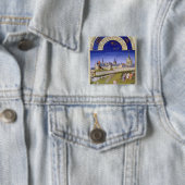 Fascimile van juni: Haymaking Vierkante Button 5,1 Cm (In situ)