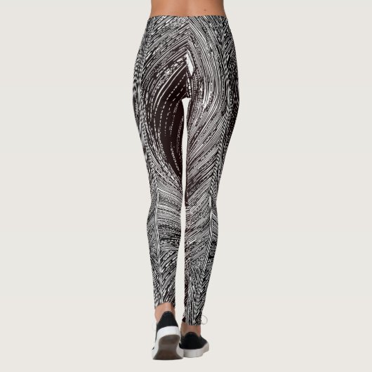 Fascinating Retro Black & White Vortex Leggings (Achterkant)