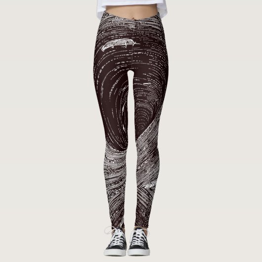 Fascinating Retro Black & White Vortex Leggings (Voorkant)