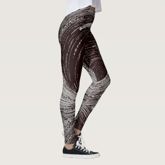 Fascinating Retro Black & White Vortex  Leggings (Rechts)