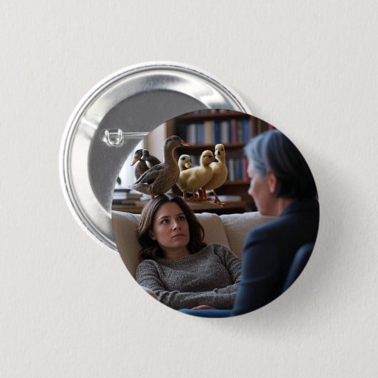 Fascination With Ducks-knop Ronde Button 5,7 Cm (Voorkant /achterkant)