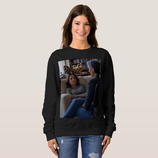 Fascination With Ducks vrouwen zwarte sweatshirt (Voorkant volledig)