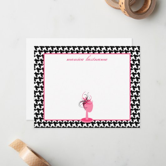 Fascinator- en Pet-standaard - Houndstooth-flatpan Notitiekaartje (Voorkant / Achterkant in situ)