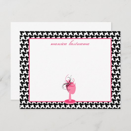 Fascinator- en Pet-standaard - Houndstooth-flatpan Notitiekaartje (Voorkant / Achterkant)