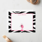 Fascinator- en Petten standaard Zebra Print Flat-n Notitiekaartje (Voorkant / Achterkant in situ)