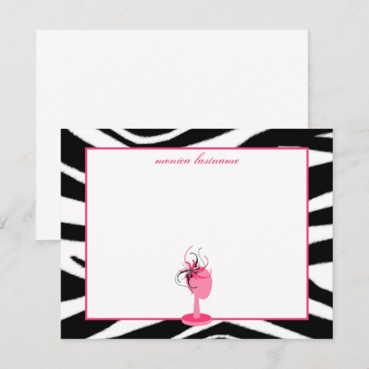 Fascinator- en Petten standaard Zebra Print Flat-n Notitiekaartje (Voorkant / Achterkant)