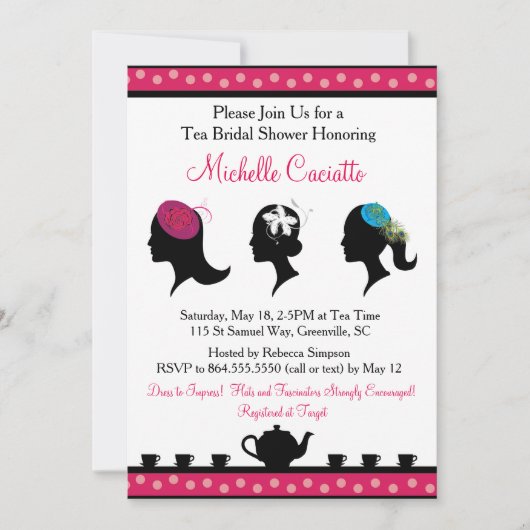 Fascinator Pet Tea Bridal Shower Kaart (Voorkant)