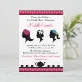 Fascinator Pet Tea Bruids Douche Uitnodiging (Staand voorkant)