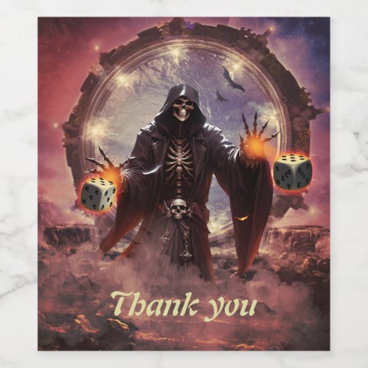 Fascinerend en mystiek scenario van een skelet wijn etiket (Enkel label)