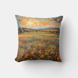 Fascinerend landschap zonsondergang Bloemveld #6 Kussen