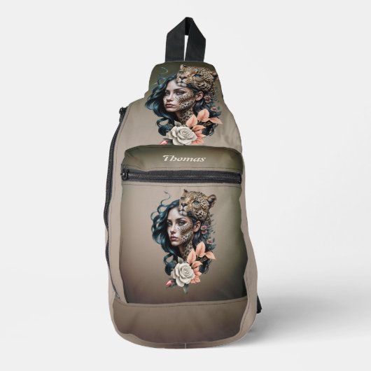Fascinerend samenspel tussen mens en dier sling bag (Voorkant)